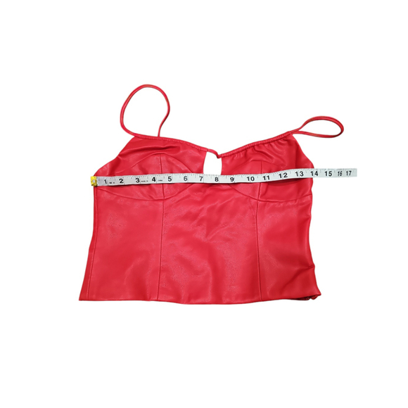 WAYF Giselle Faux Leather Crop Camisole in Red Sz XS - Picture 6 of 11